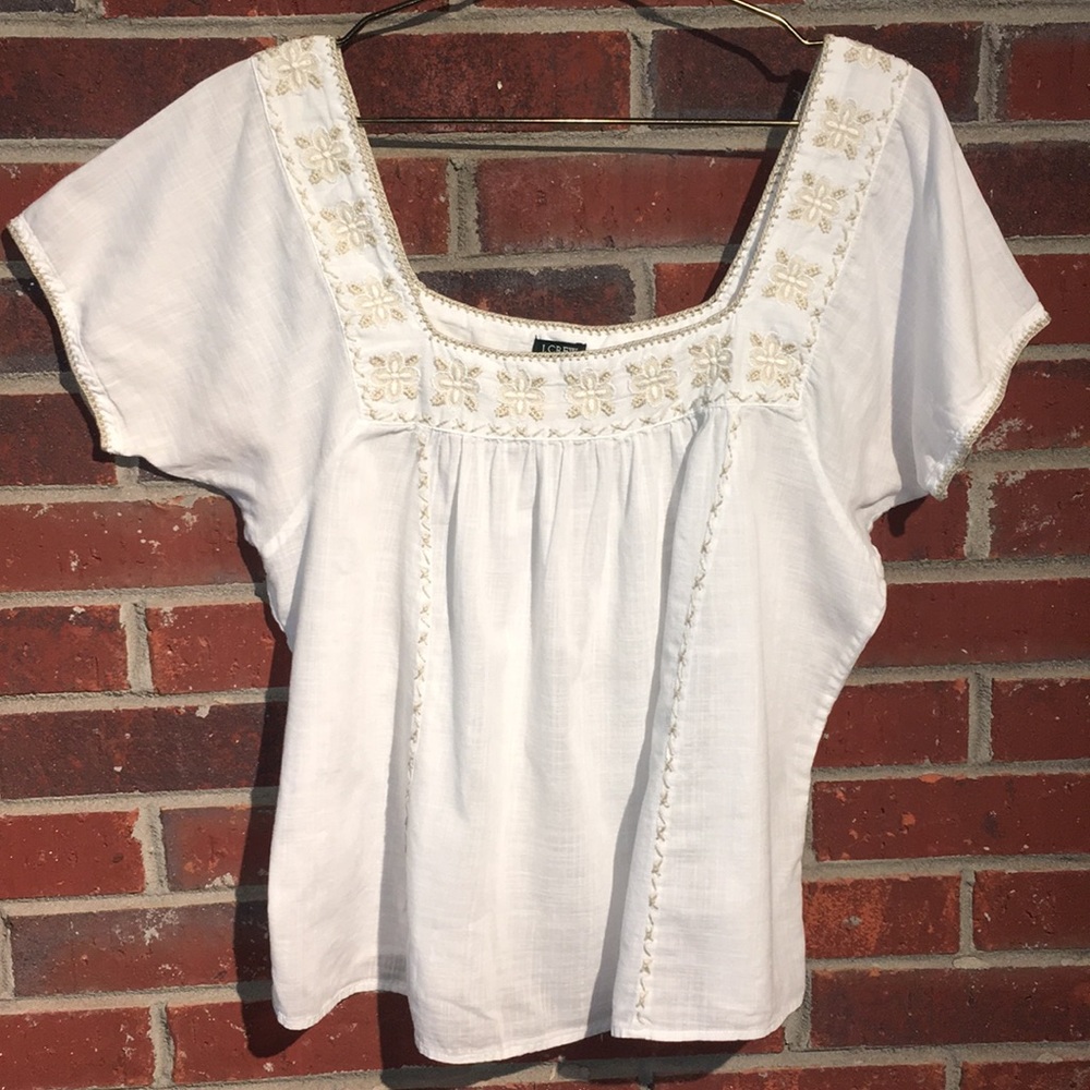 Jcrew White Linen Top Large